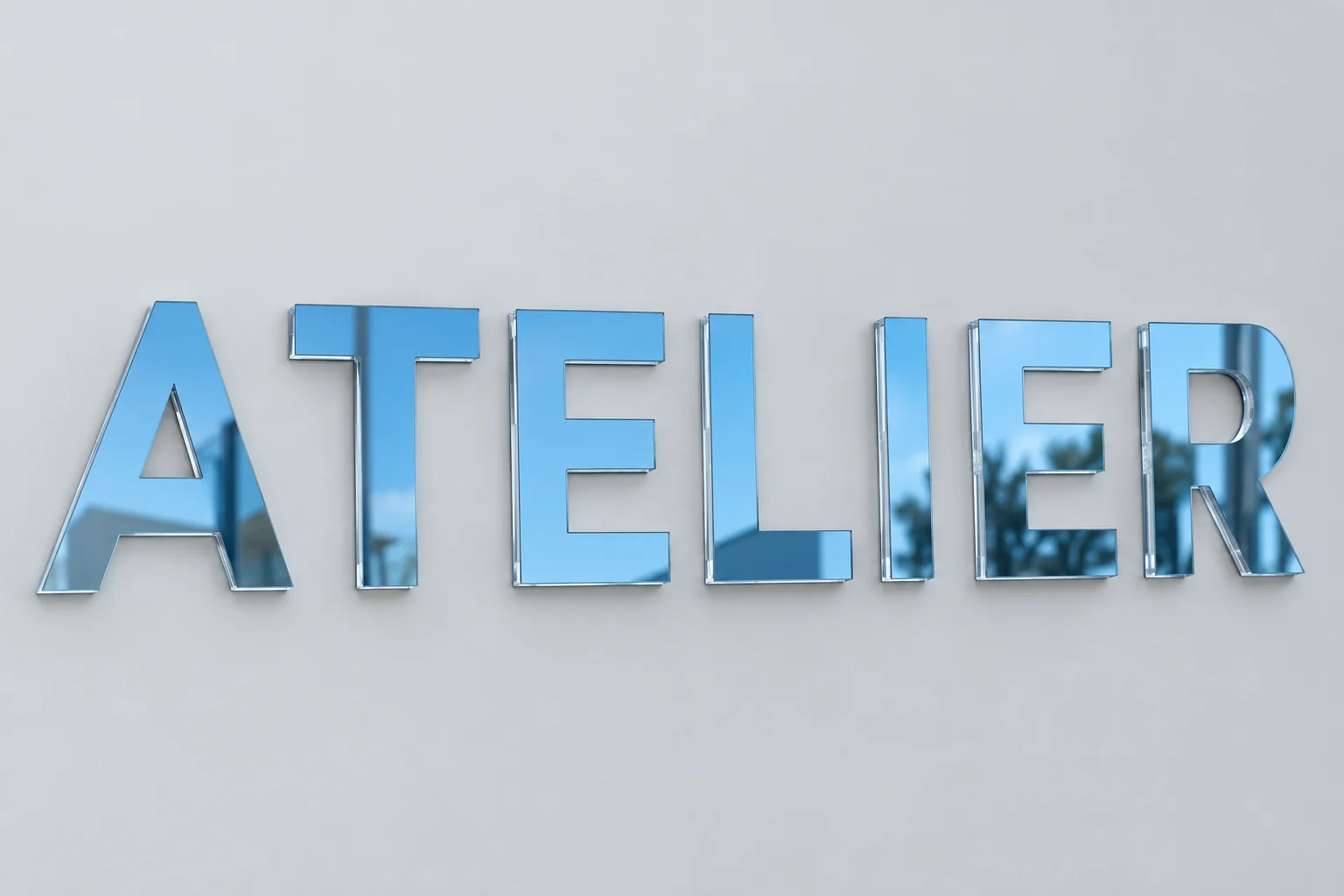 Lettres en plexiglas miroir bleu clair