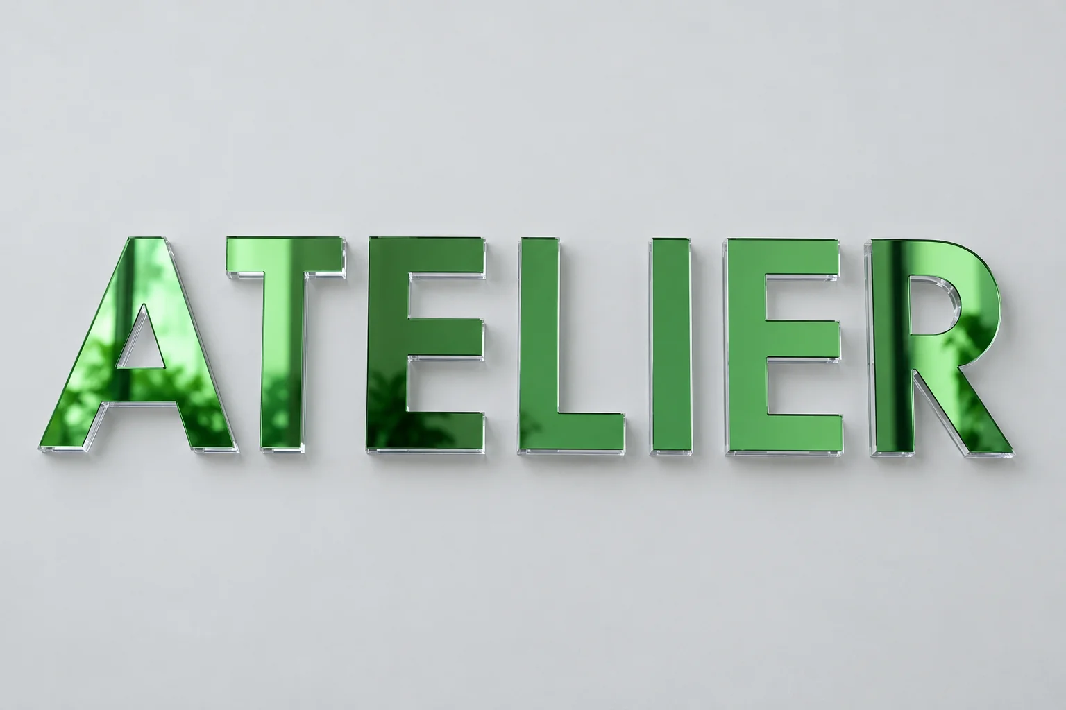 Lettres en plexiglas miroir vert