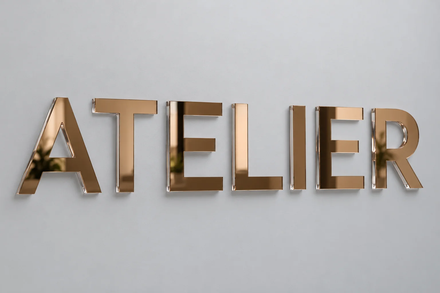 Lettres en plexiglas miroir bronze