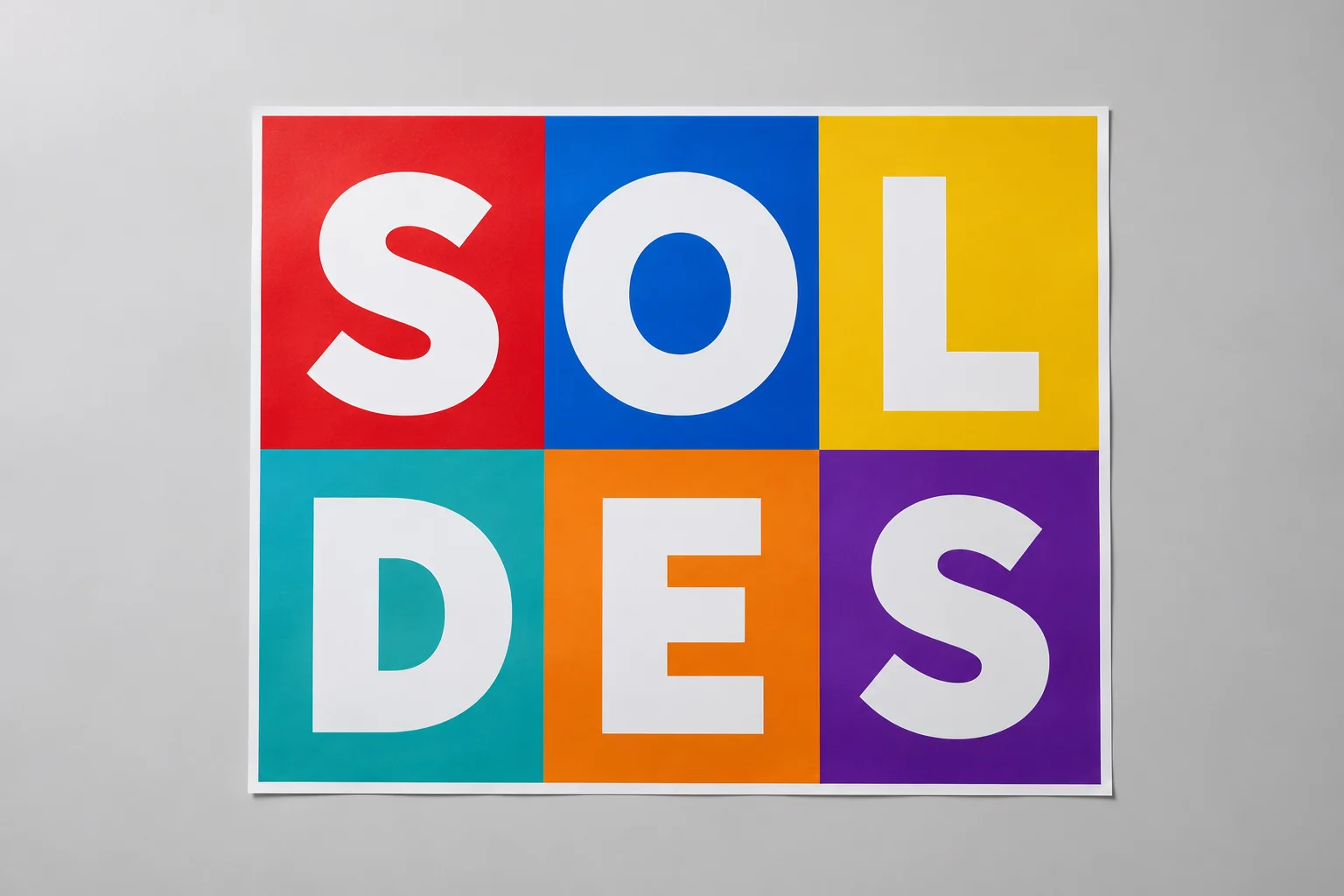 Affiche de vente multicolore