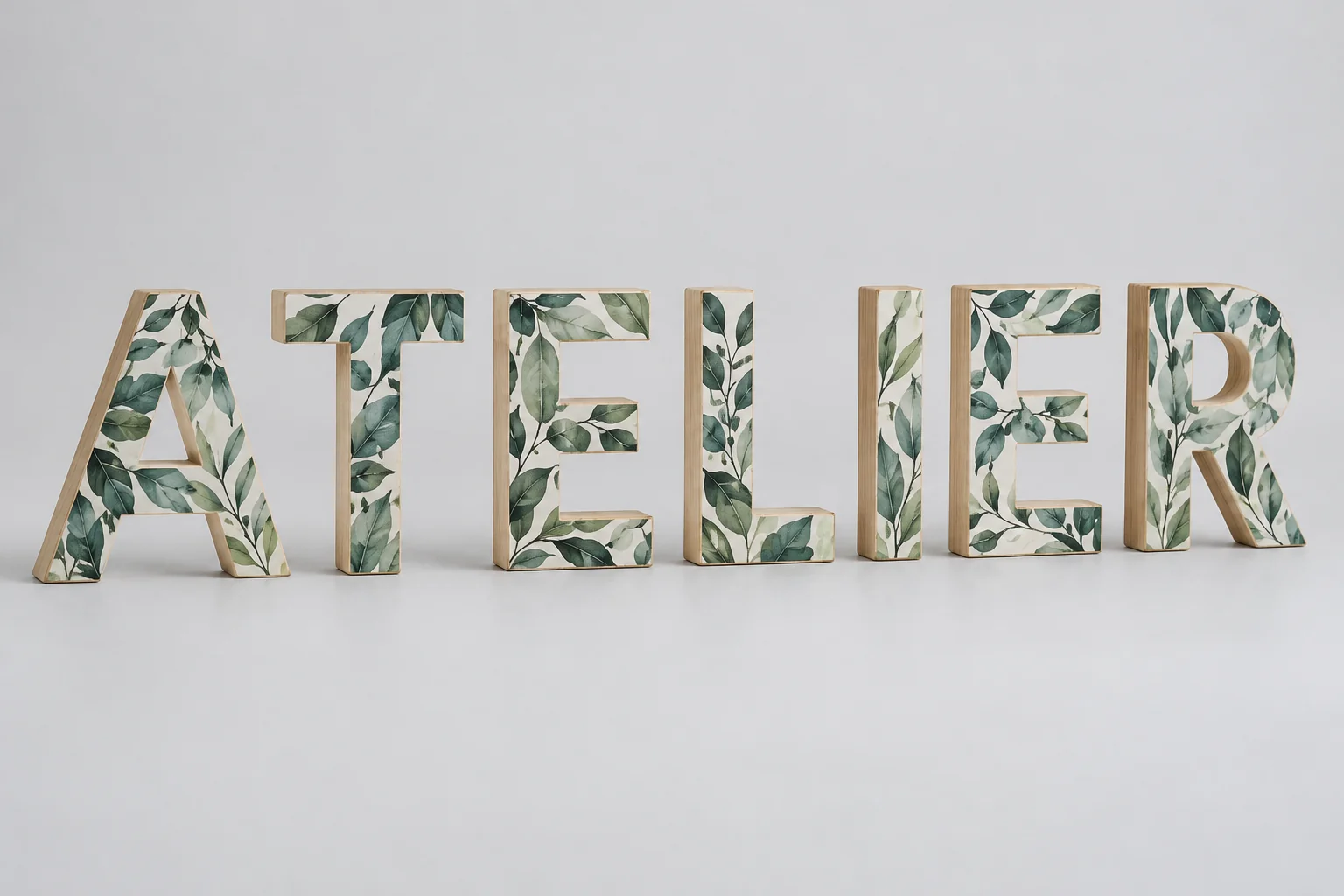Lettres en bois avec motif imprimé