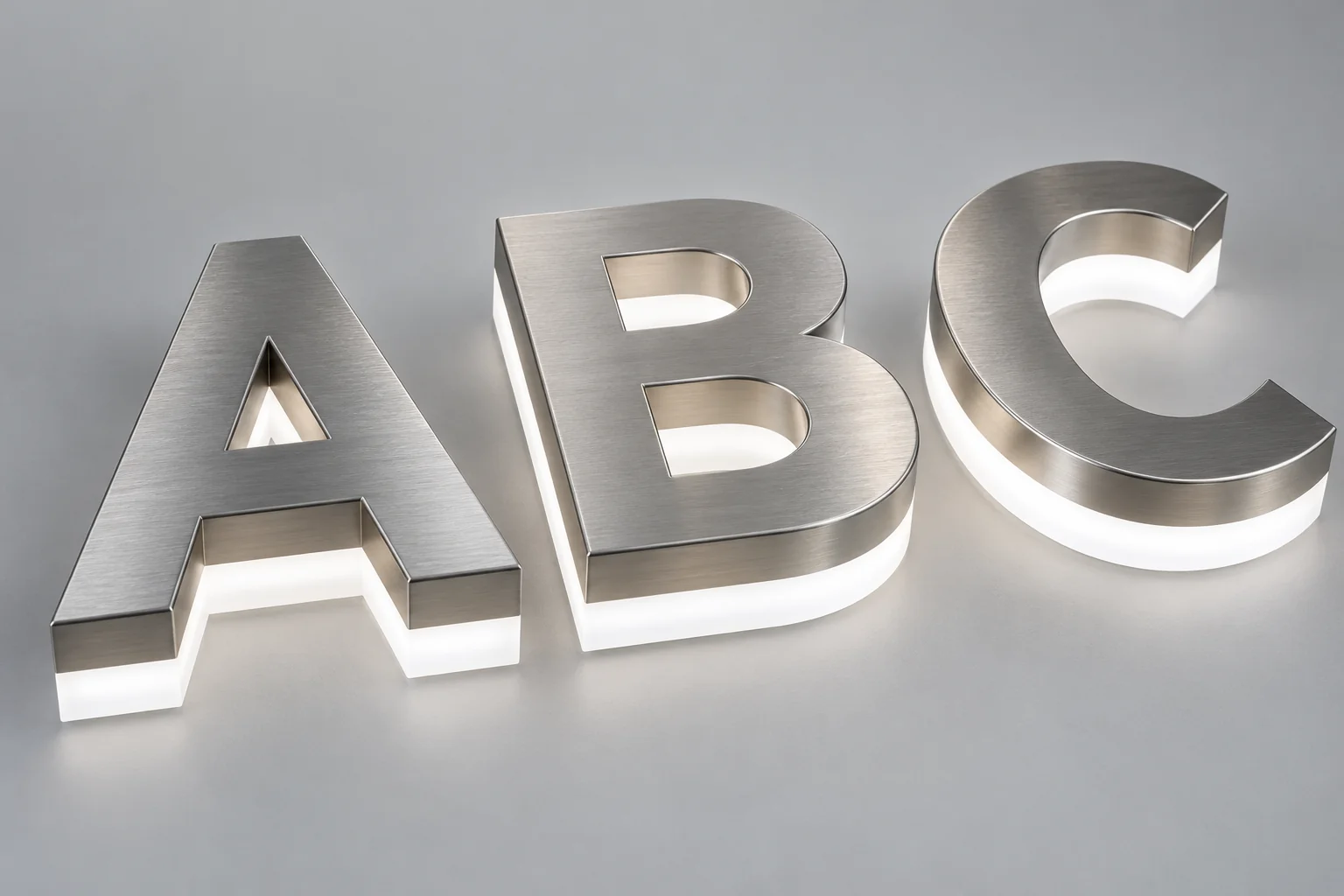 Lettres 3D en acier inoxydable éclairées