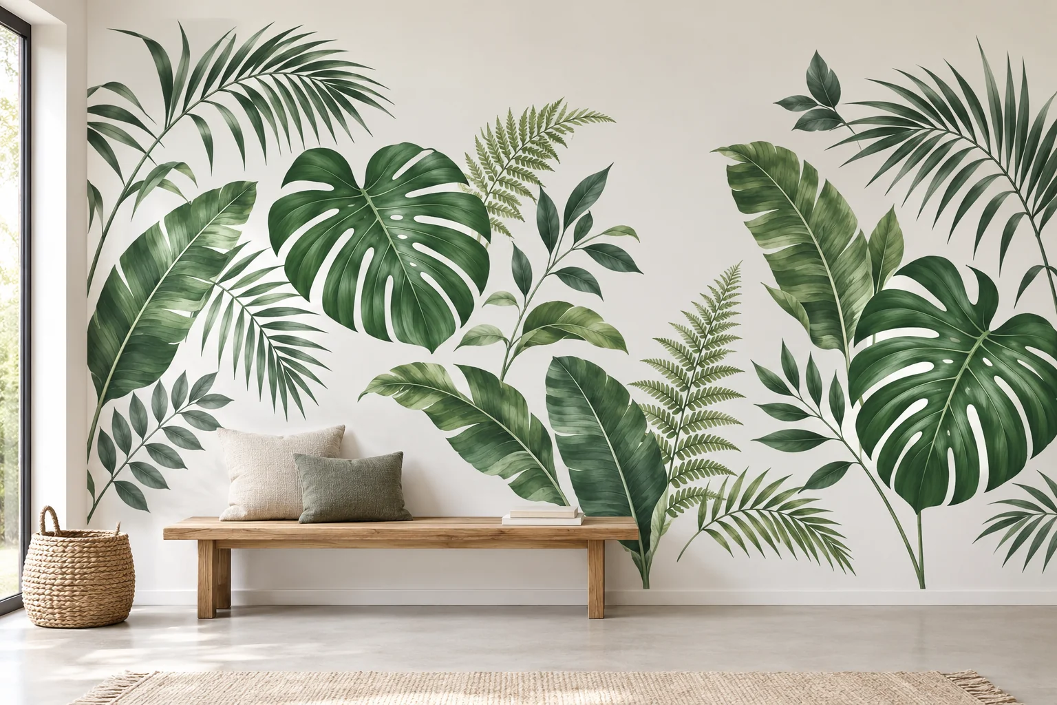 Autocollant mural feuilles de jungle