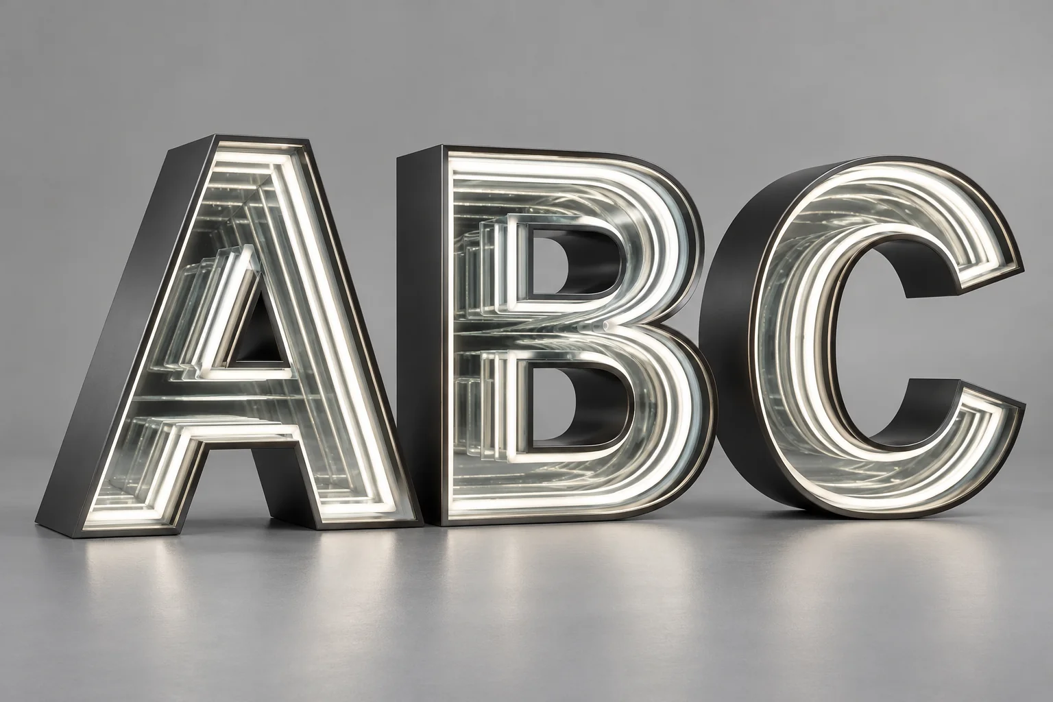 Lettres en relief miroir infini