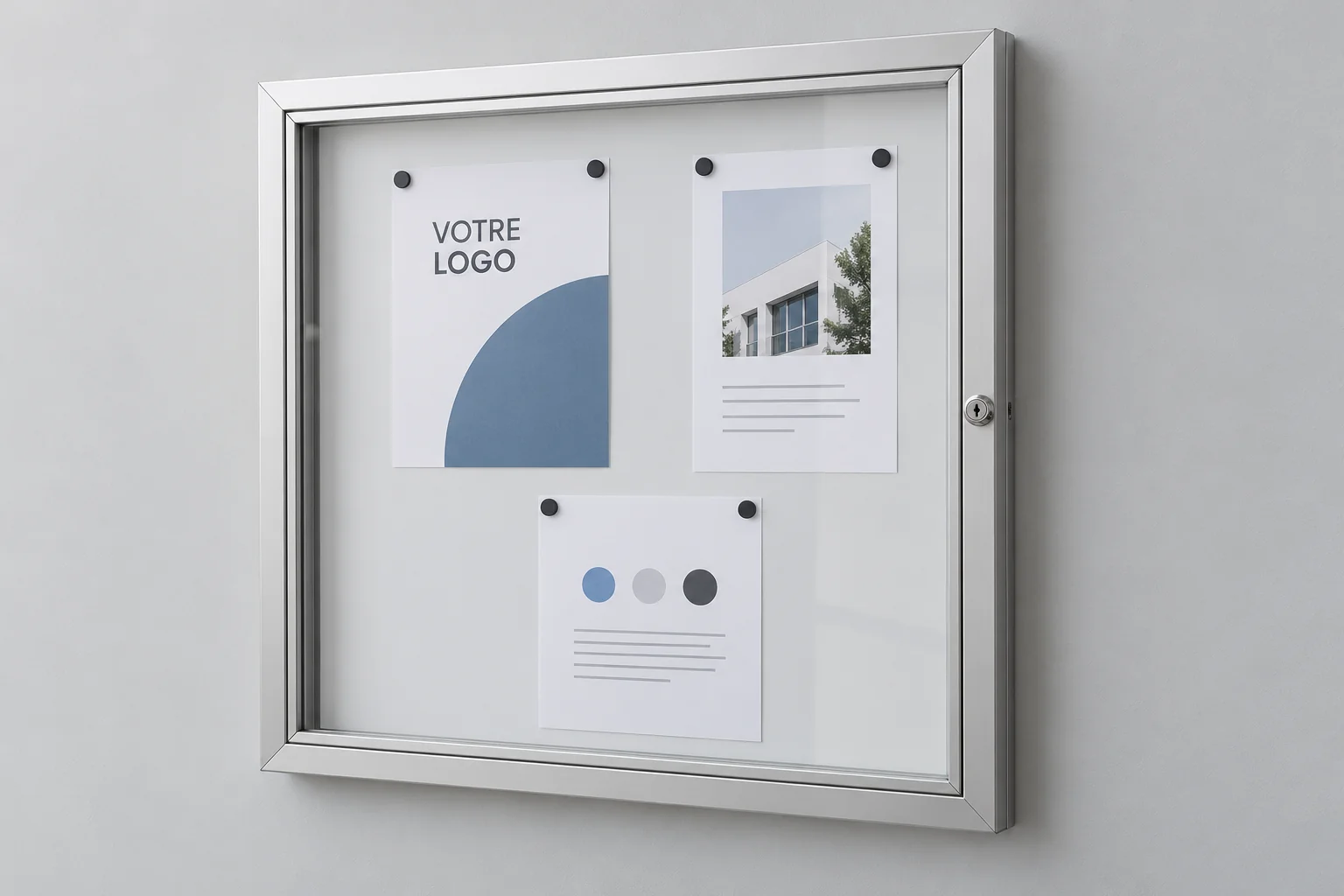 Vitrine avec fermeture magnétique