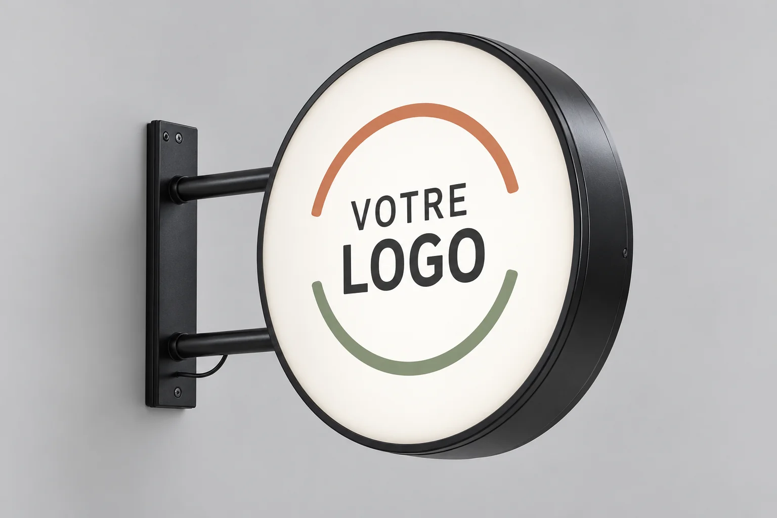 Enseigne drapeau ronde lumineuse
