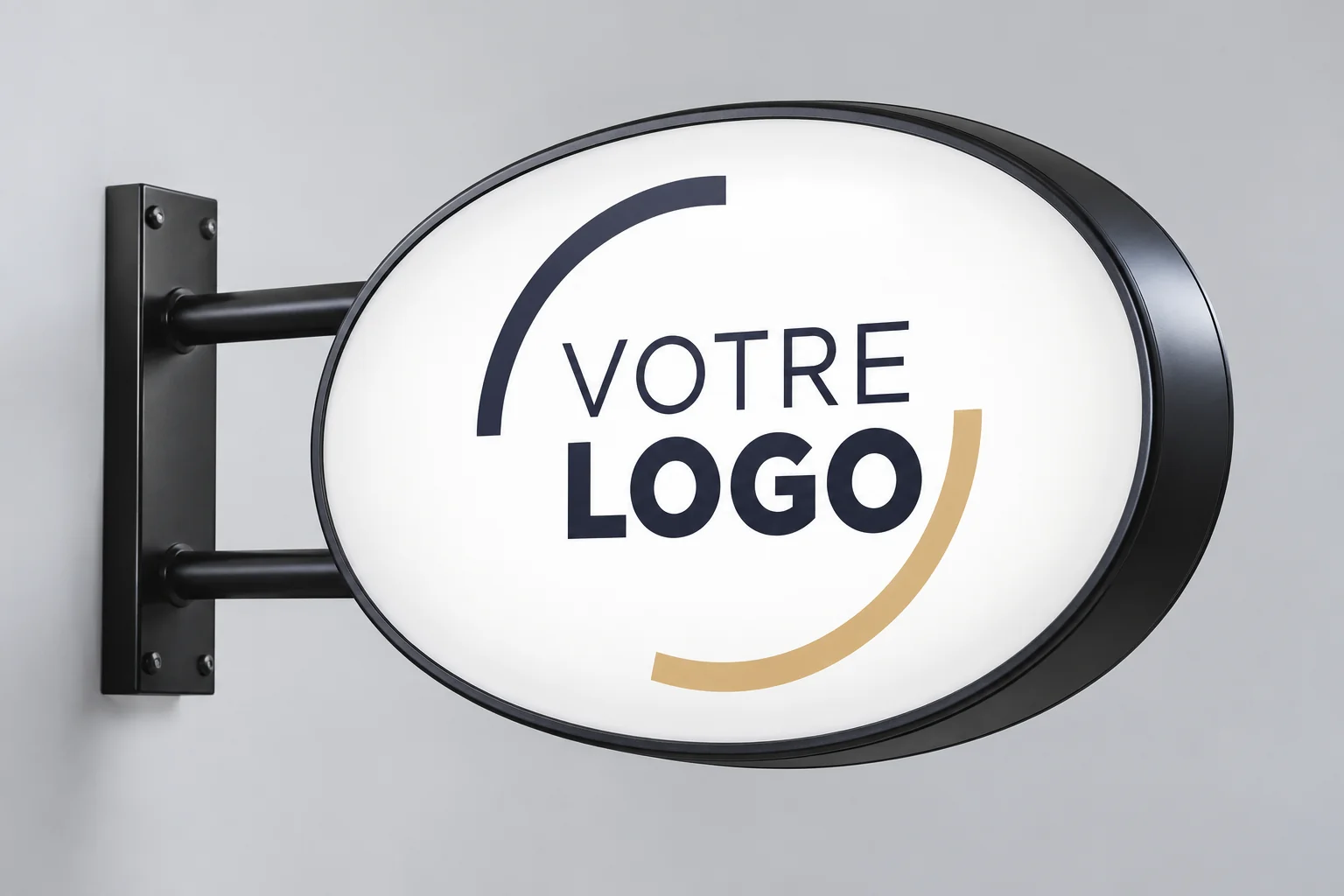Enseigne drapeau lumineuse ovale