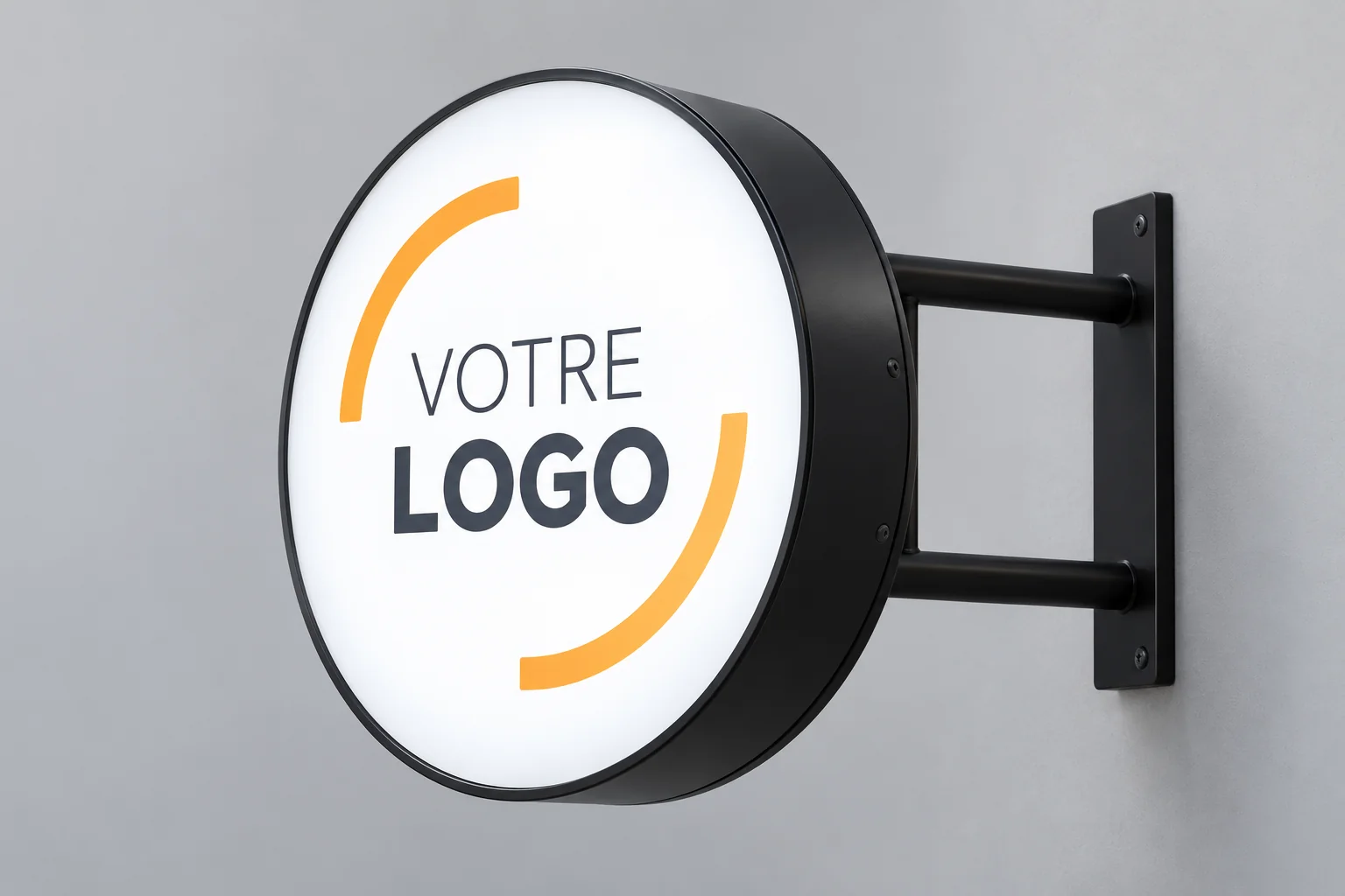Enseigne drapeau lumineuse ronde économique
