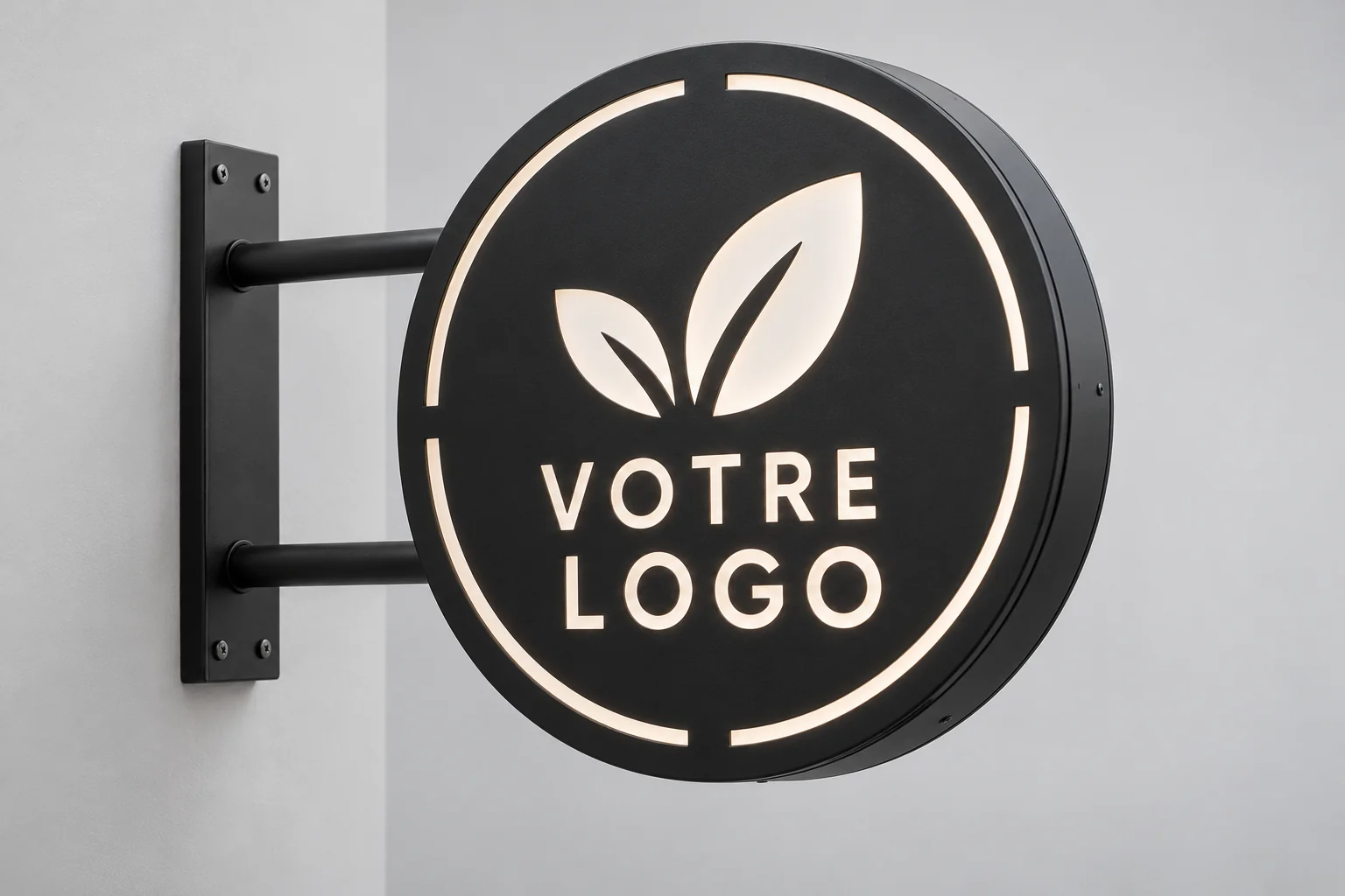 Enseigne drapeau lumineuse en dibond ajouré