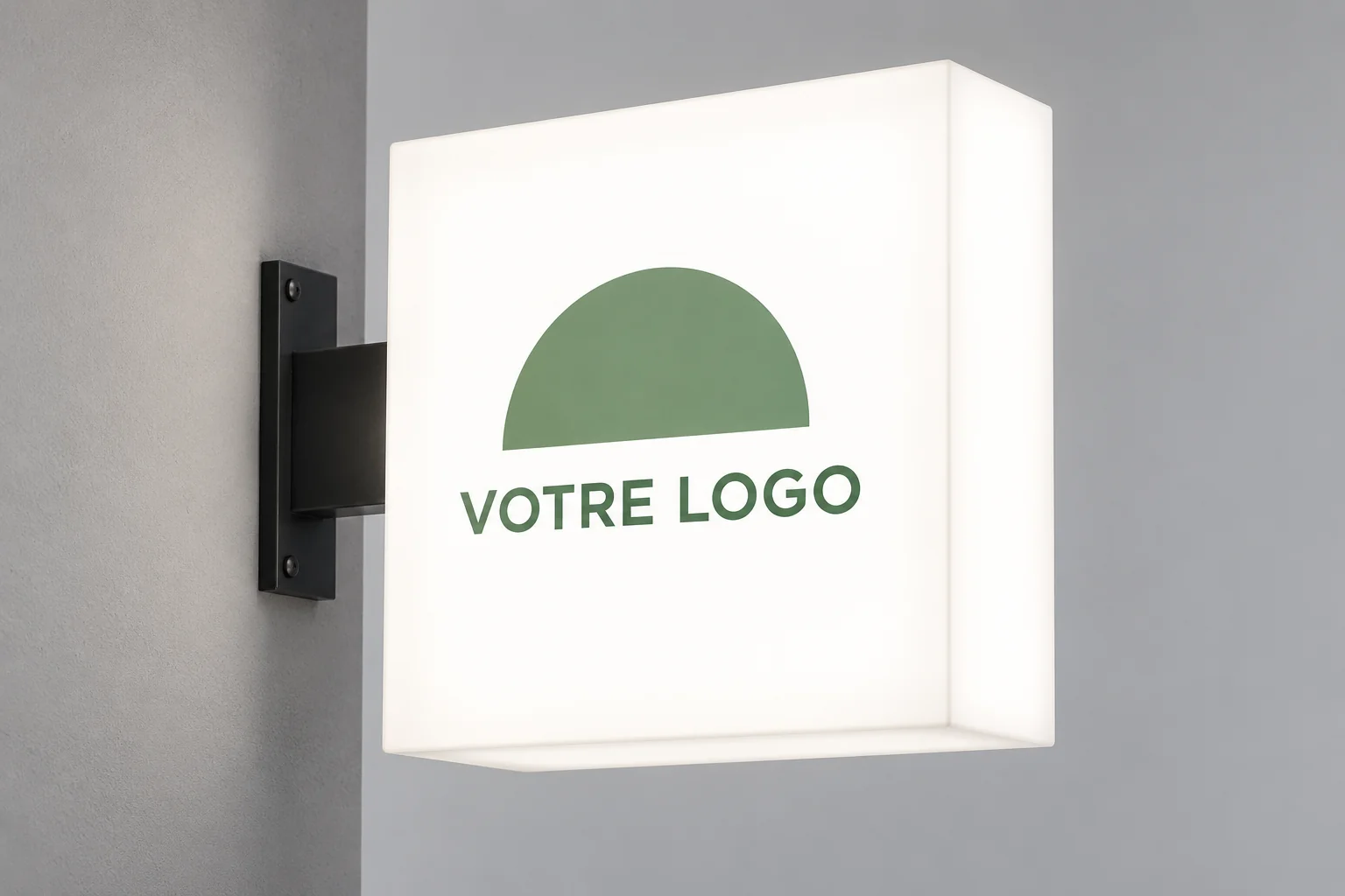 Enseigne drapeau lumineux en plexiglas
