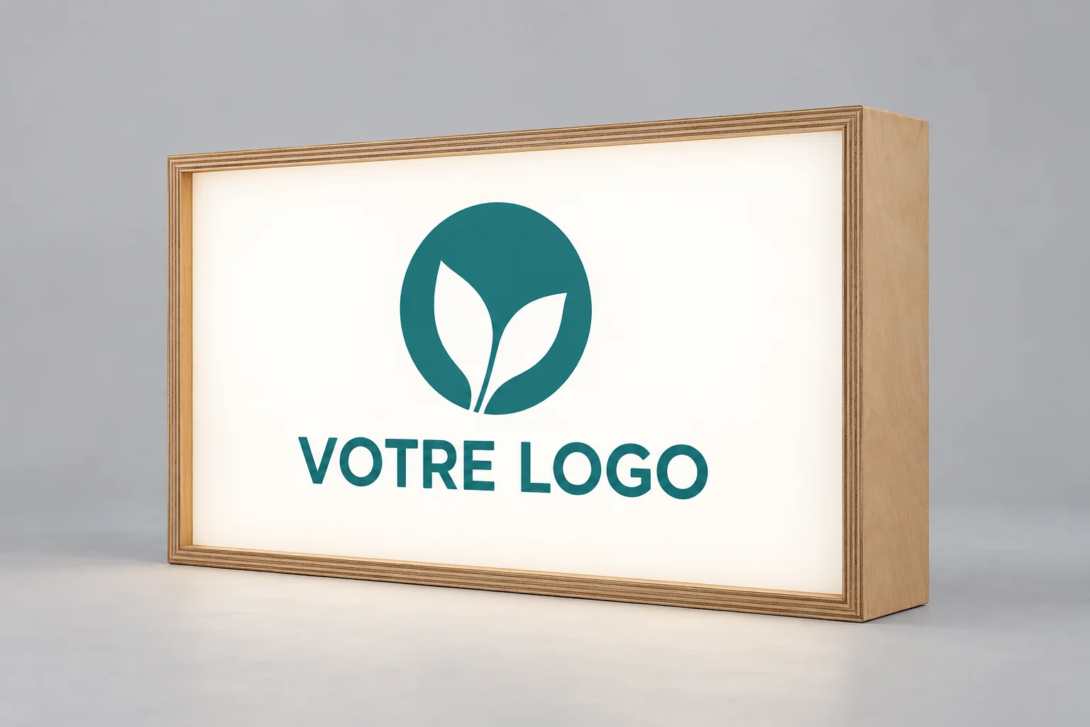 Panneau lumineux personnalisé avec cadre en bois