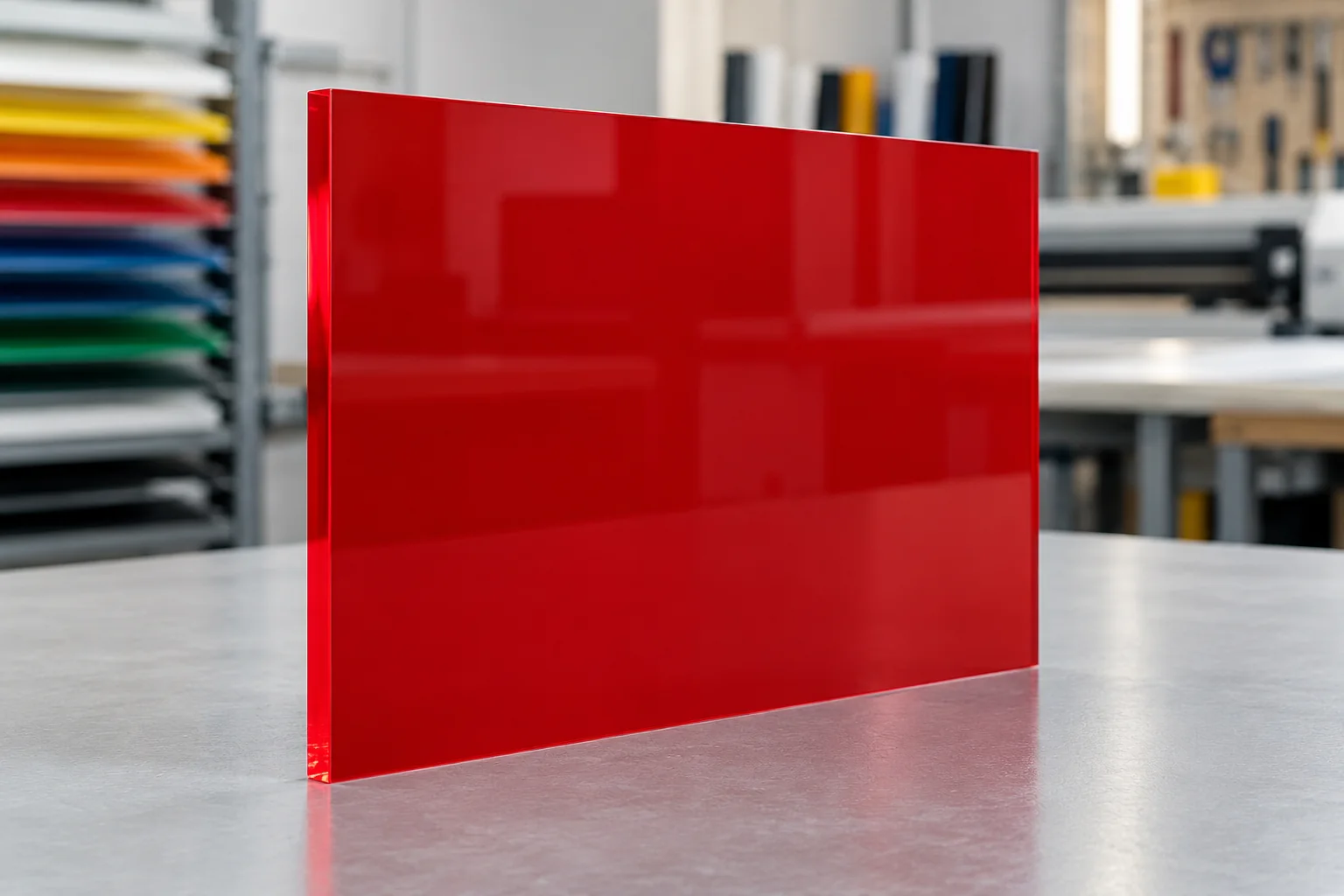 Plaque de plexiglas rouge