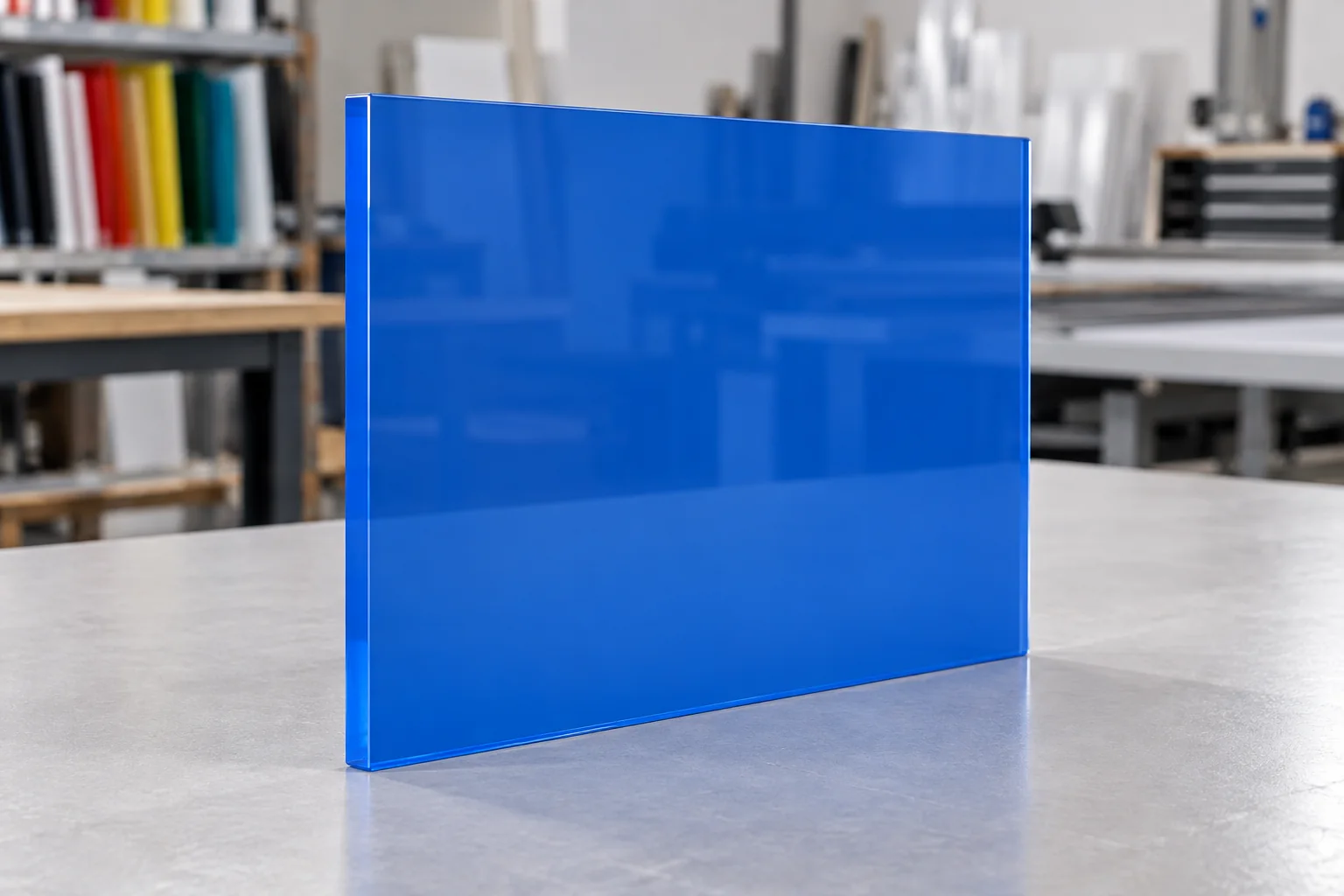 Plaque de plexiglas bleu