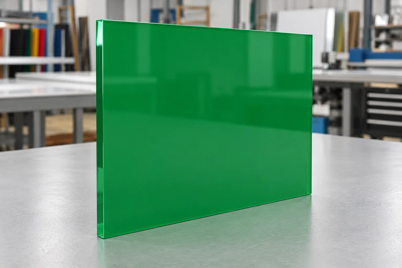 Plaque de plexiglas vert