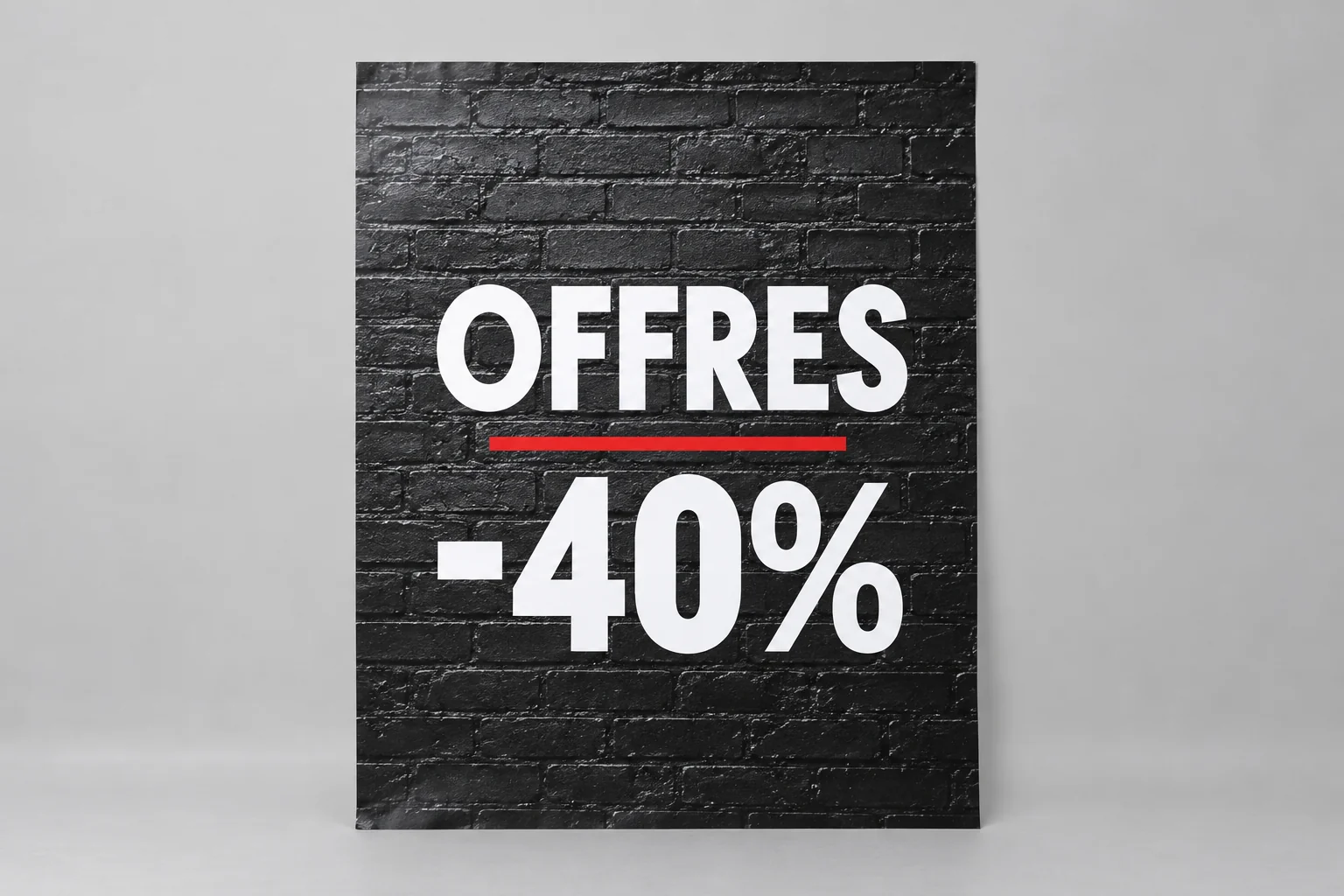Affiche offre 40% de brique noire