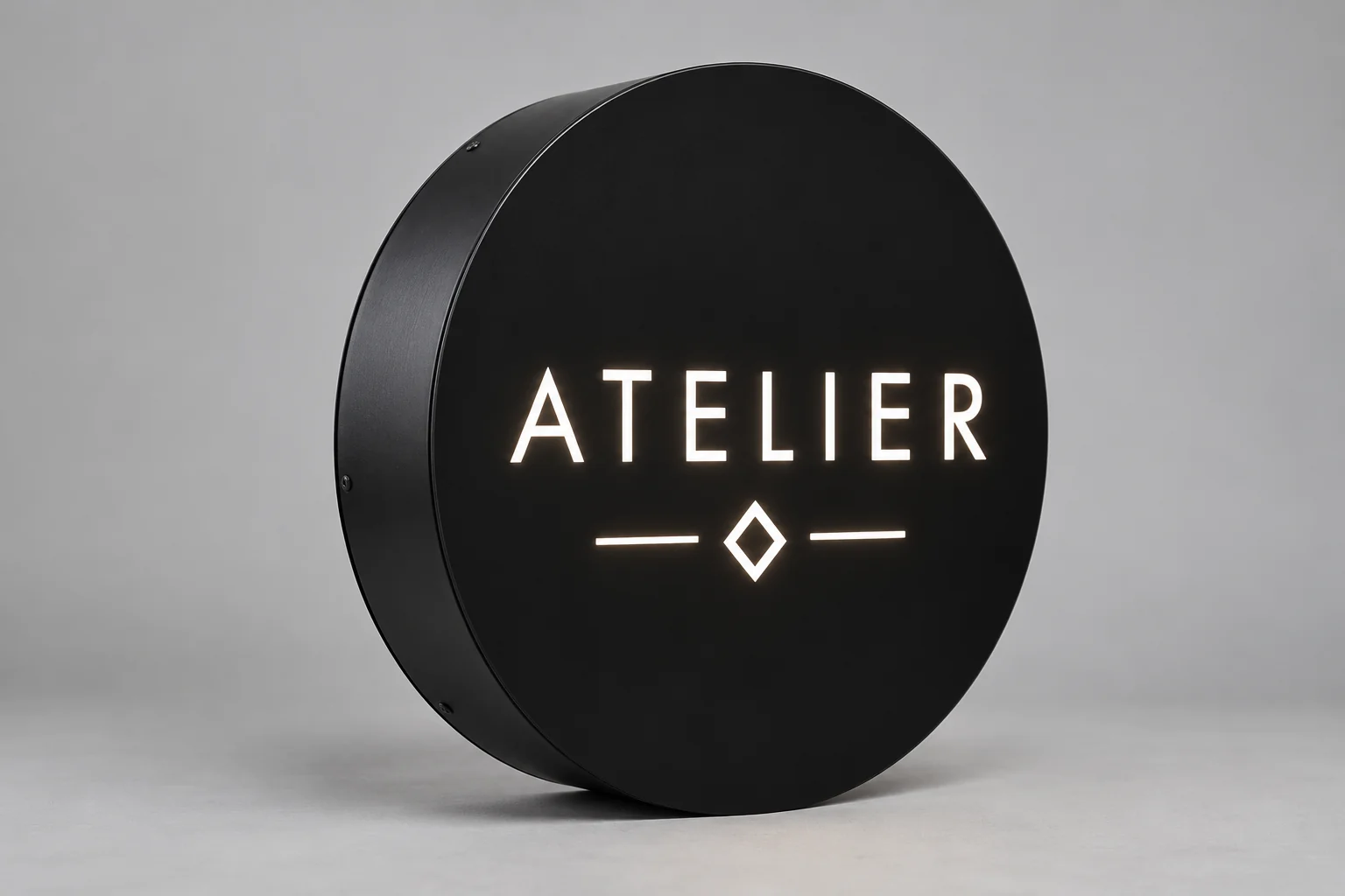 Caisson lumineux rond Alu-dibond