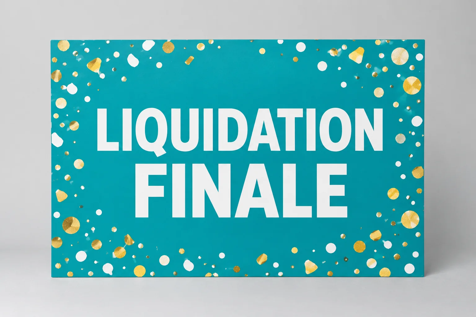 Affiche de la vente aux enchères finale de confettis turquoise