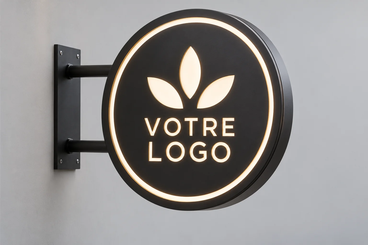 Enseigne drapeau ronde dibond ajouré led
