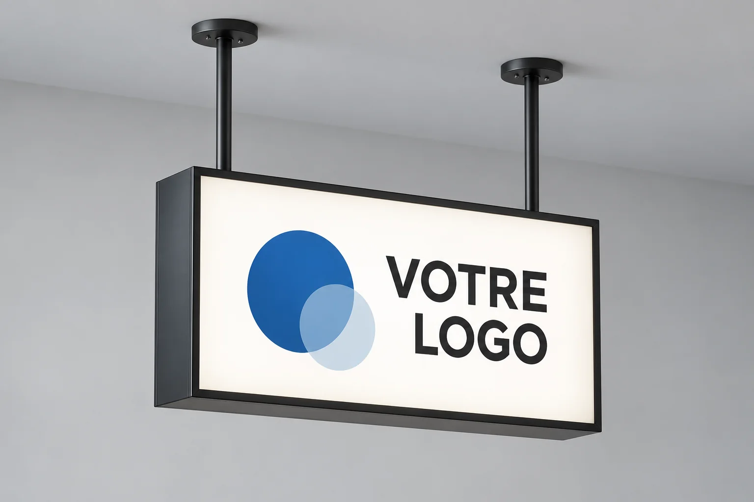 Enseigne drapeau caisson suspendu