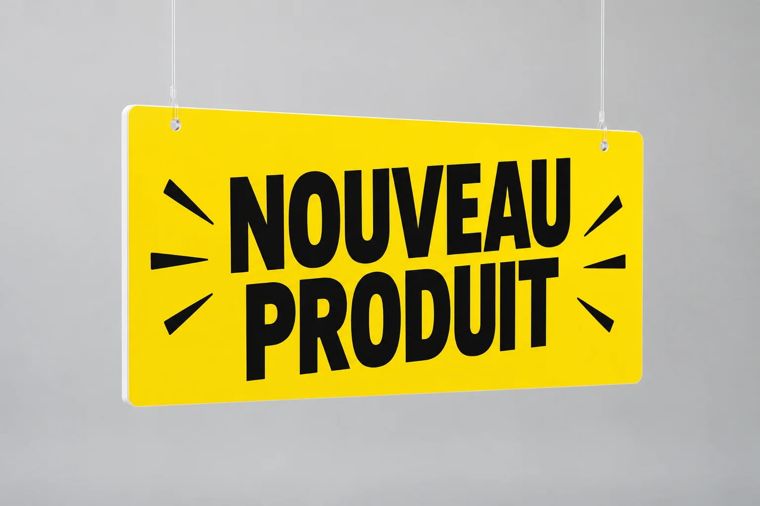 Affiche suspendue "Nouveau produit"