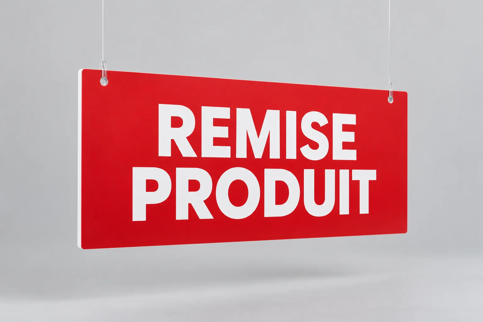 Affiche suspendue "Remise Produit"