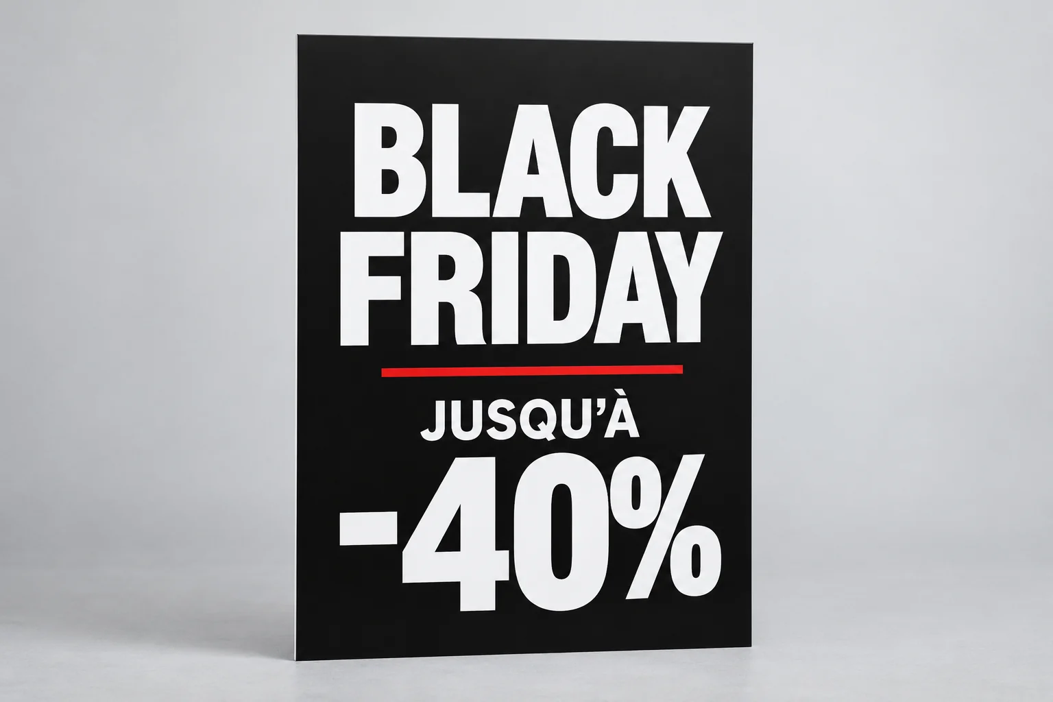 Panneaux Black Friday "Jusqu'à 40%"