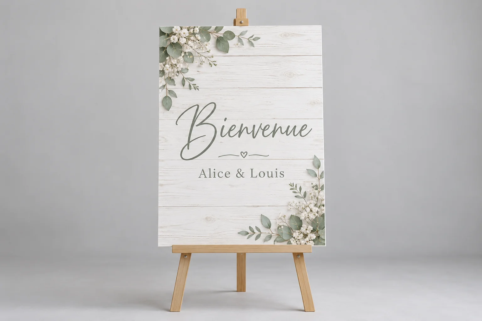 Affiche de bienvenue de mariage blanc