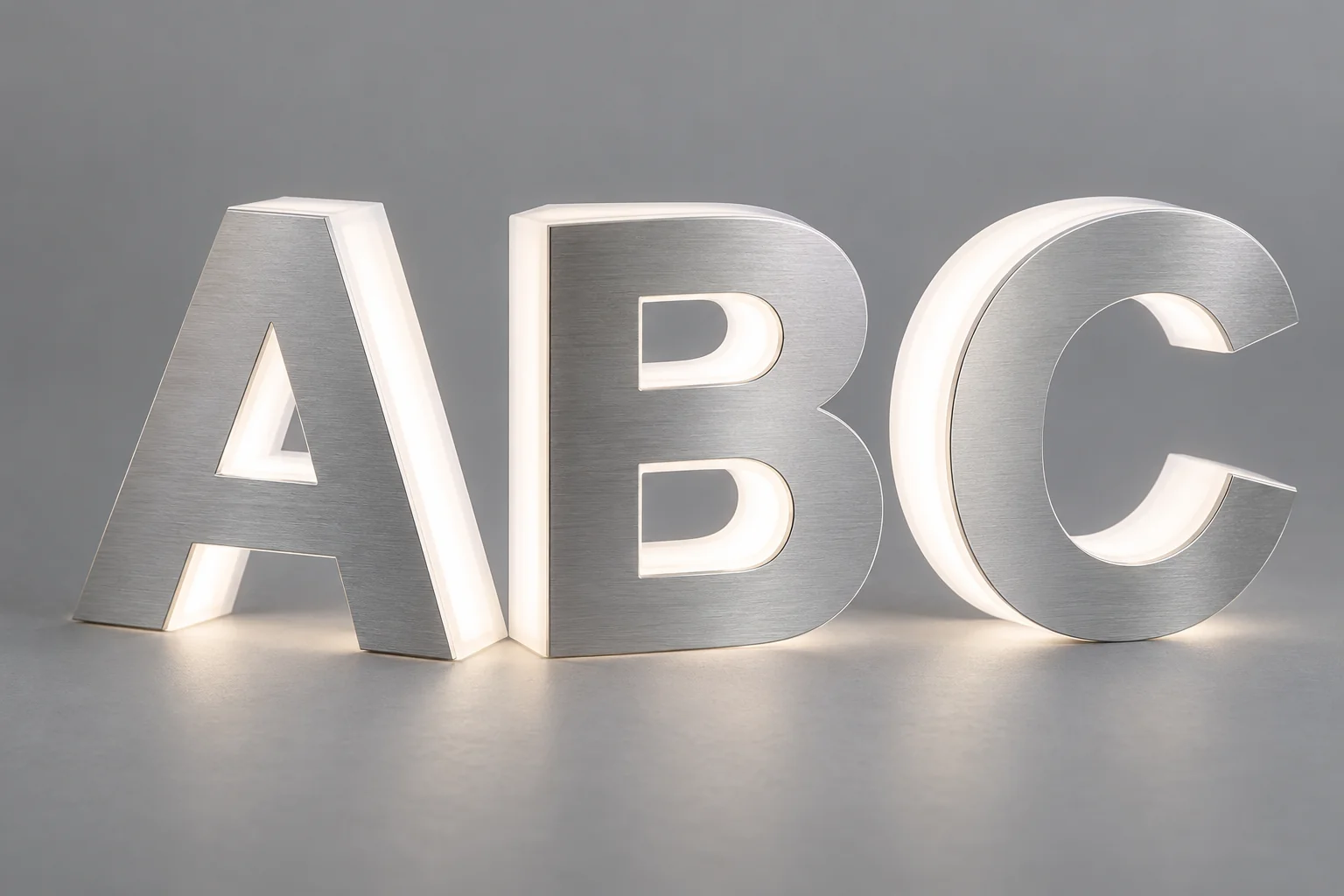 Lettres en aluminium et méthacrylate lumineuses