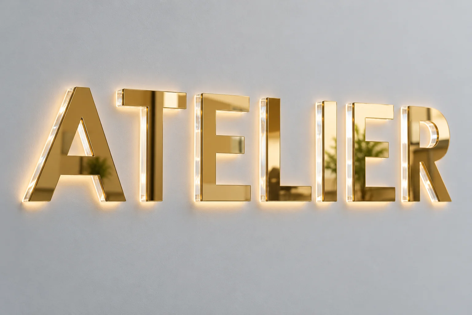 Miroir lettres dorées + plexiglas illuminé