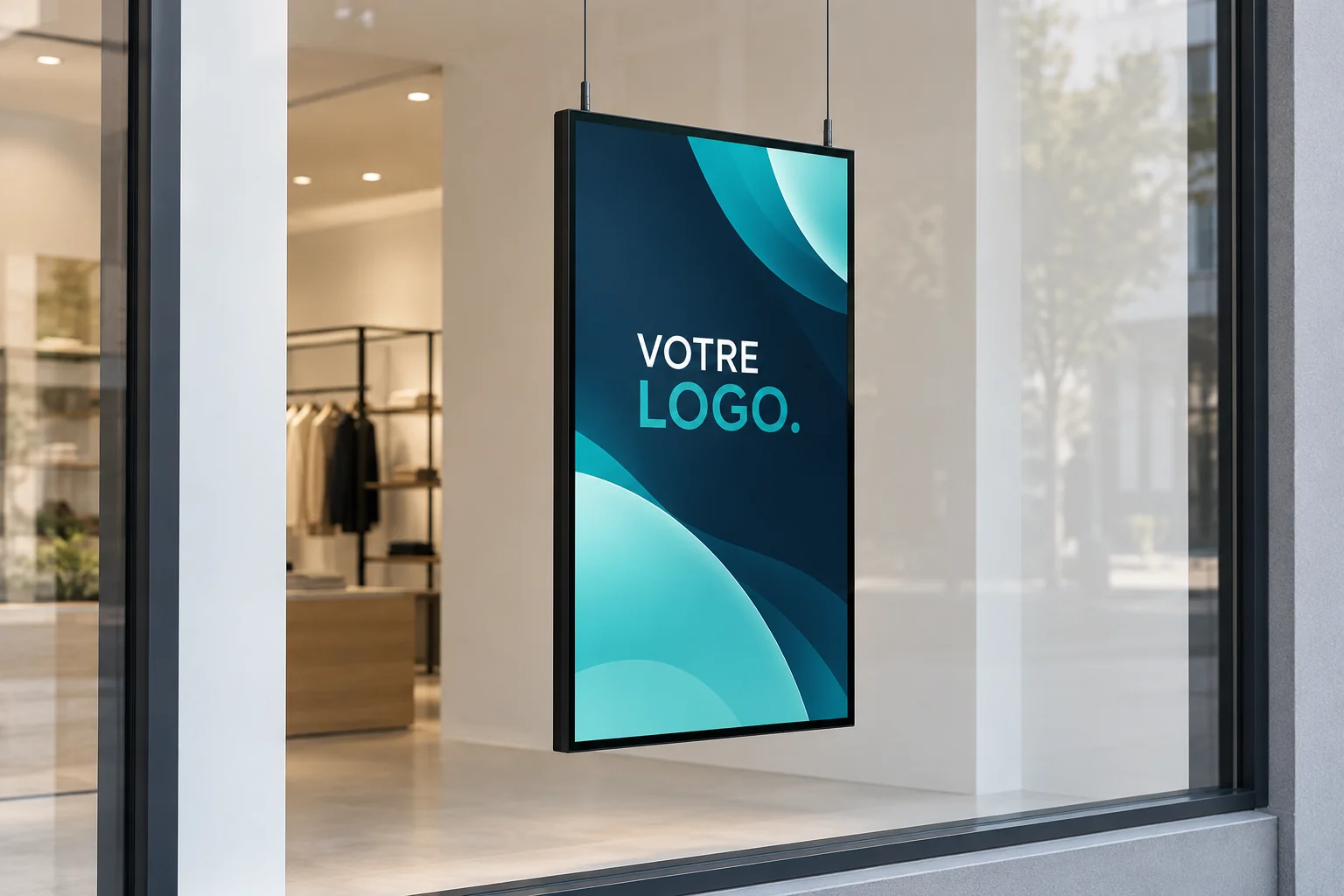 Ecran publicitaire vitrine