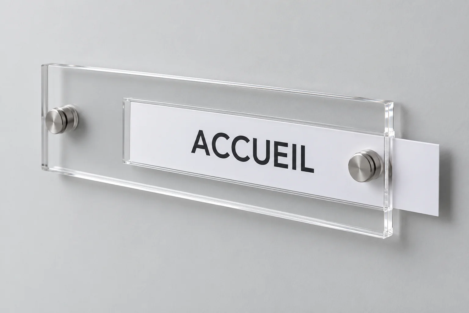Plaque en plexiglass avec texte interchangeable