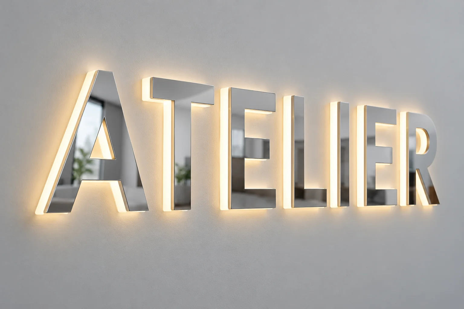 Lettres lumineuses en plexiglass miroir