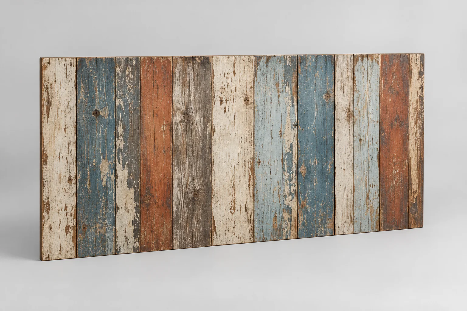 Tête de lit vintage en bois multicolore