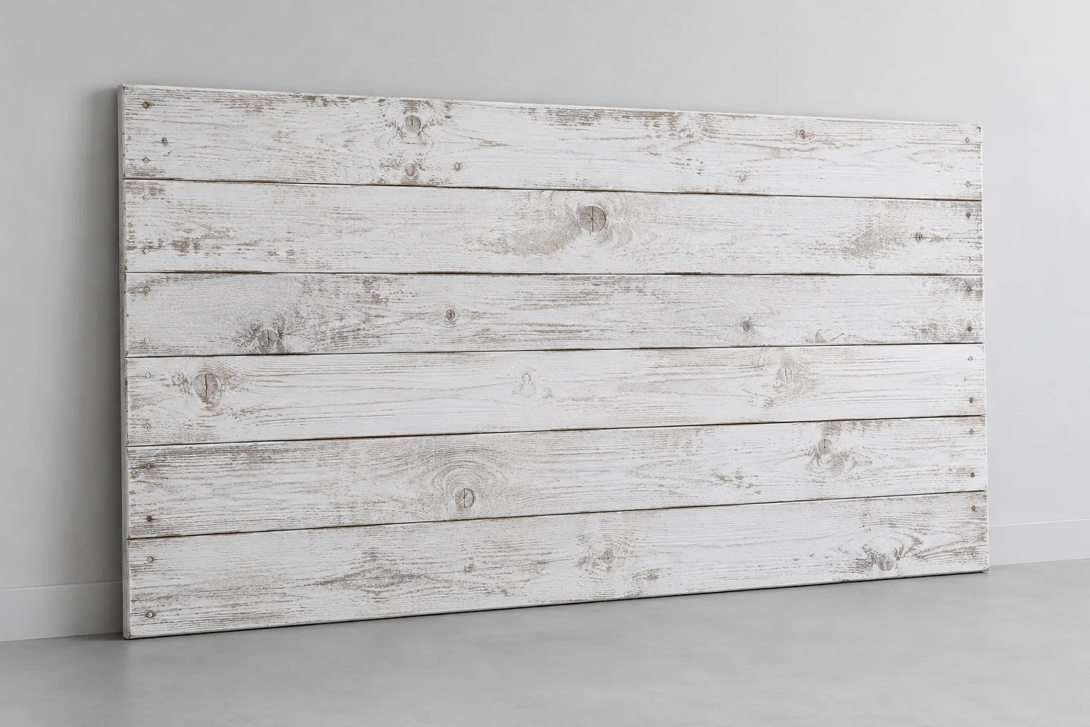 Tête de lit effet palette en bois blanc