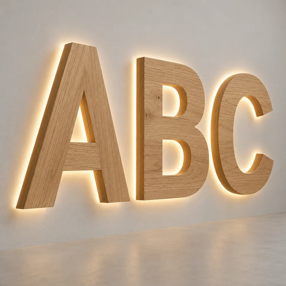 Lettres en bois rétroéclairées
