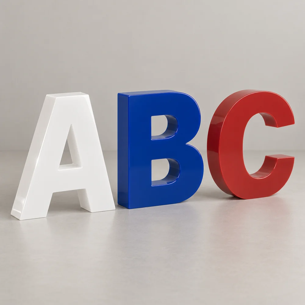 Lettres en PMMA sans éclairage