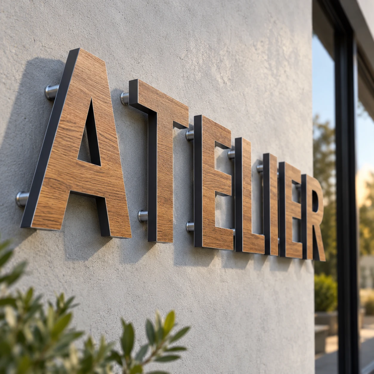 Lettres en composite aluminium avec adhésif décoratif