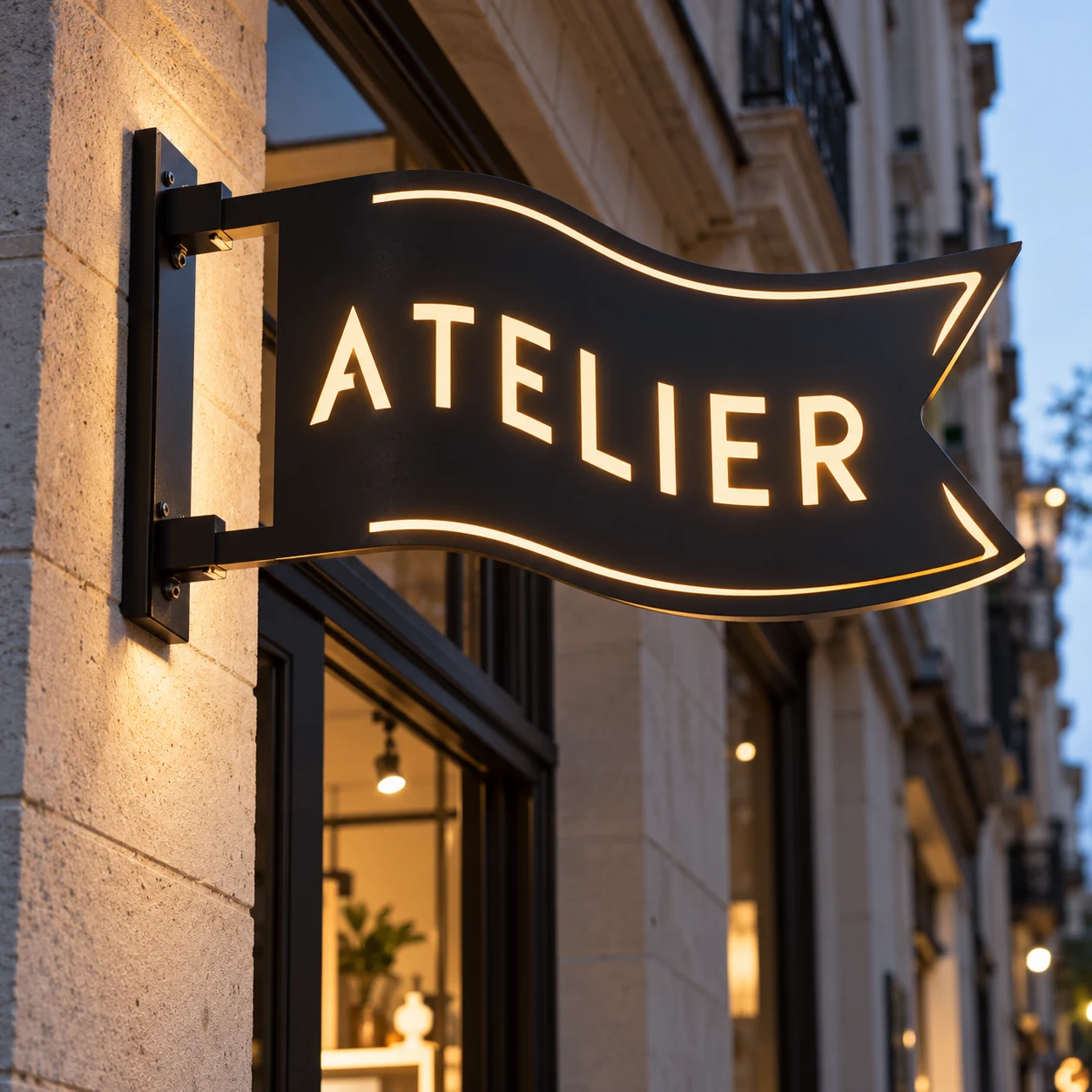 Drapeau à la forme avec ajourage lumineux à plat