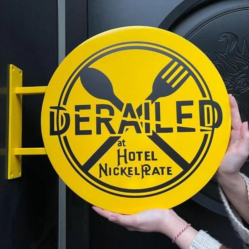 Enseigne drapeau ronde jaune