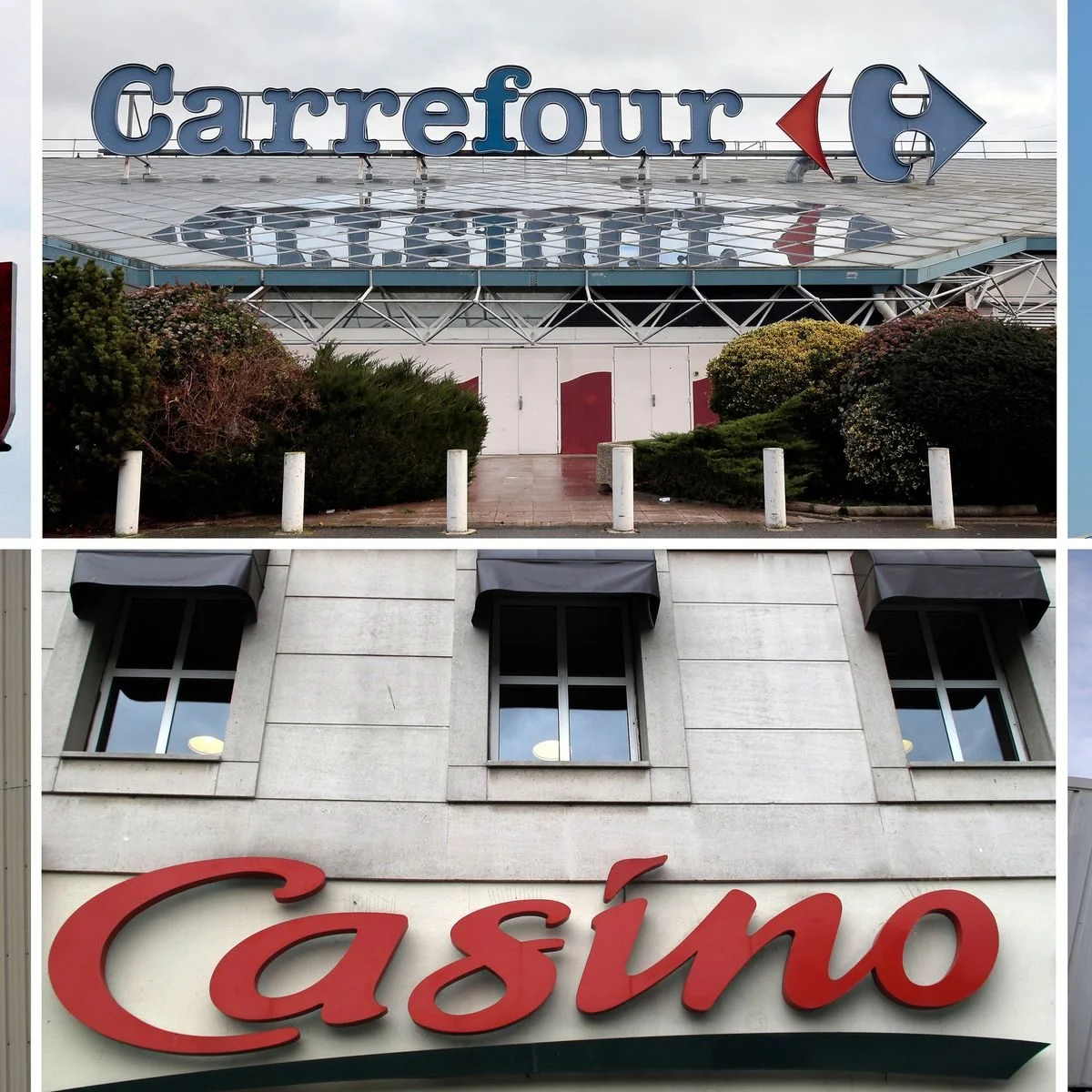 Enseigne lumineuse eclairee carrefour