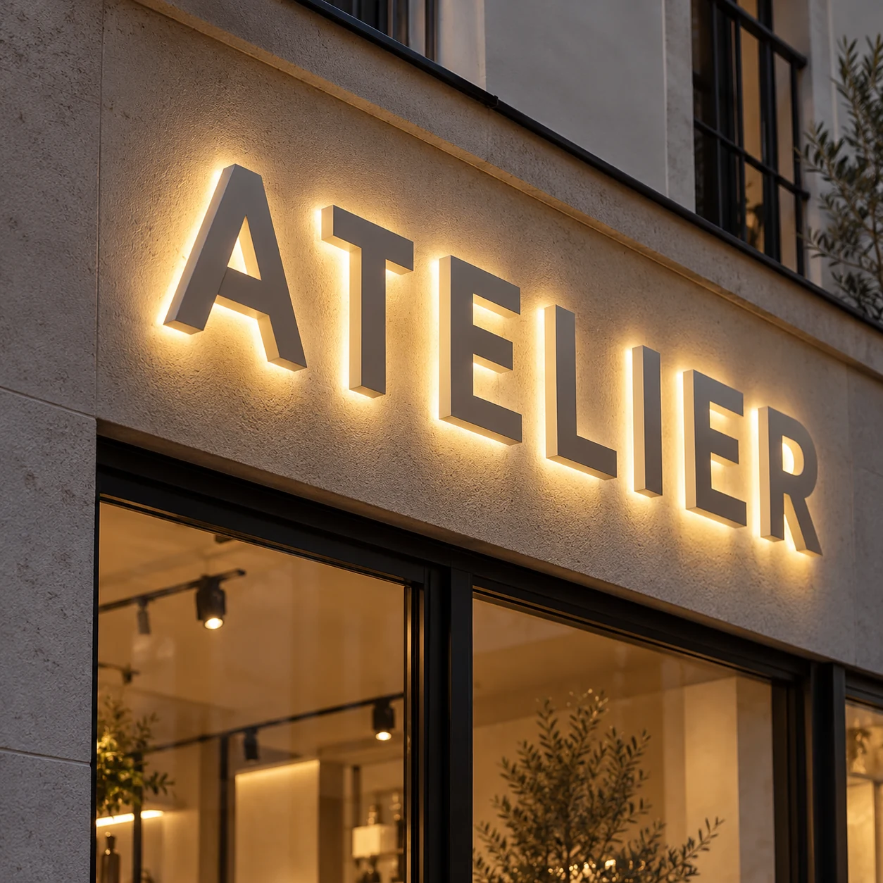 Lettres PVC rétroéclairées en blanc chaud