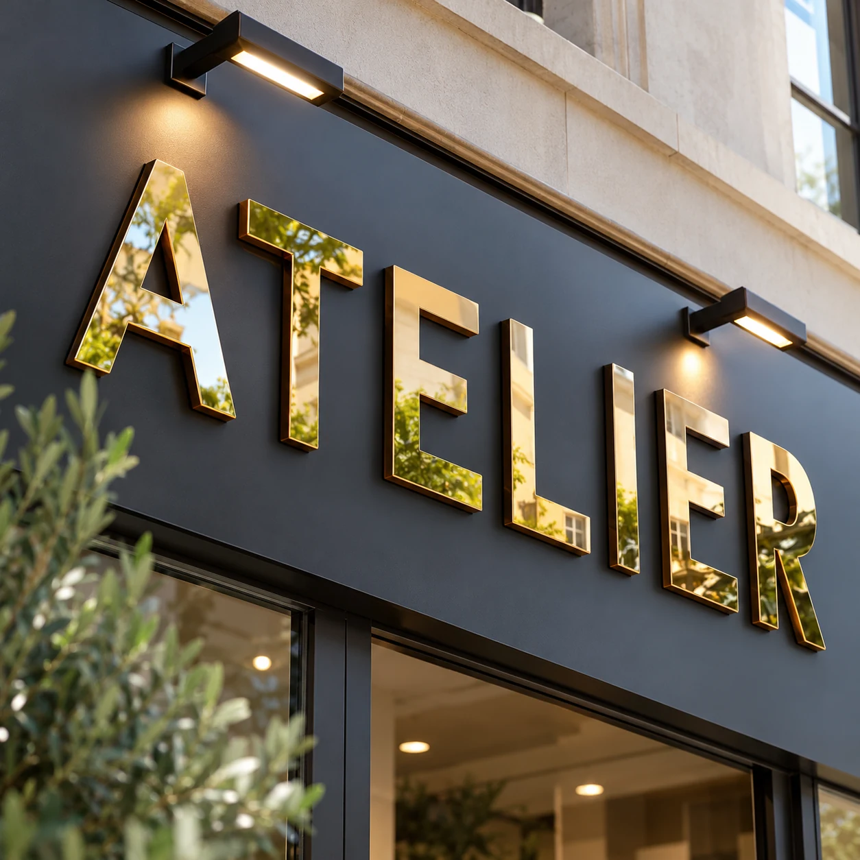 Lettres en composite aluminium effet miroir