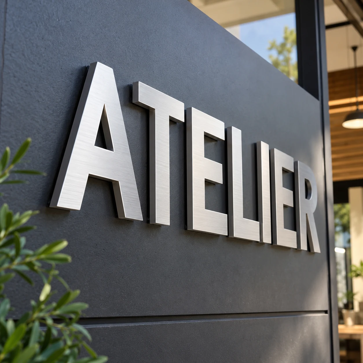 Lettres en composite aluminium brossé argent