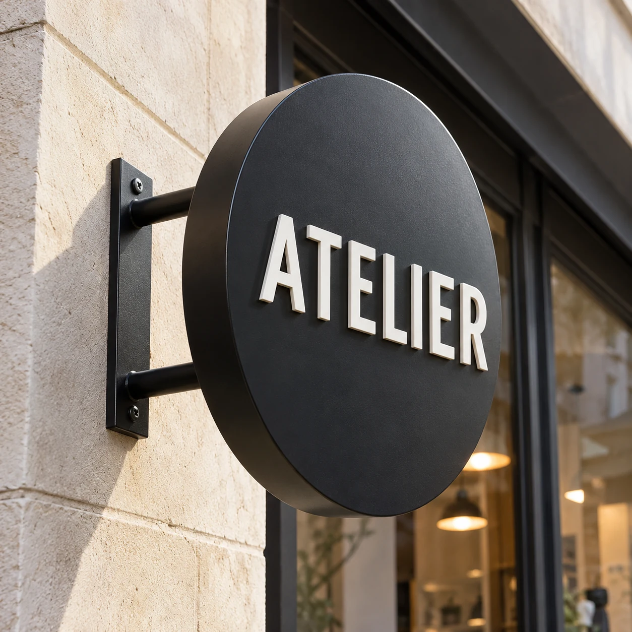 Tôle tablette ronde avec lettres PVC en relief